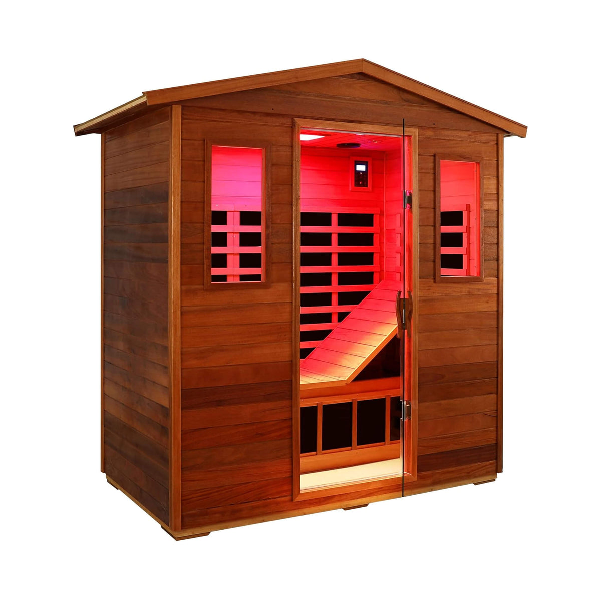Thermora Vanta Luxury 3-Person Outdoor Mahogany Full Spectrum Ultra-Low EMF FAR Infrared Sauna With Chromotherapy And Bluetooth Speakers (SAK83460) - The Vitality Estate