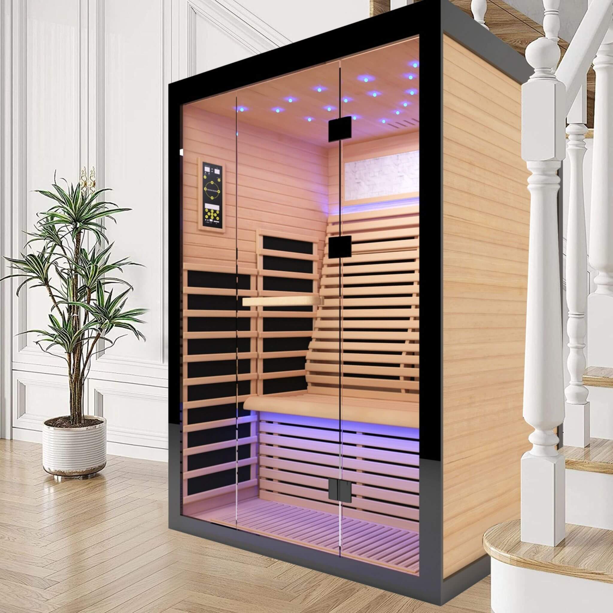 Thermora Vapor Luxury 2-Person Canadian Hemlock Wood Far Infrared Home Sauna (SAK56874) - The Vitality Estate