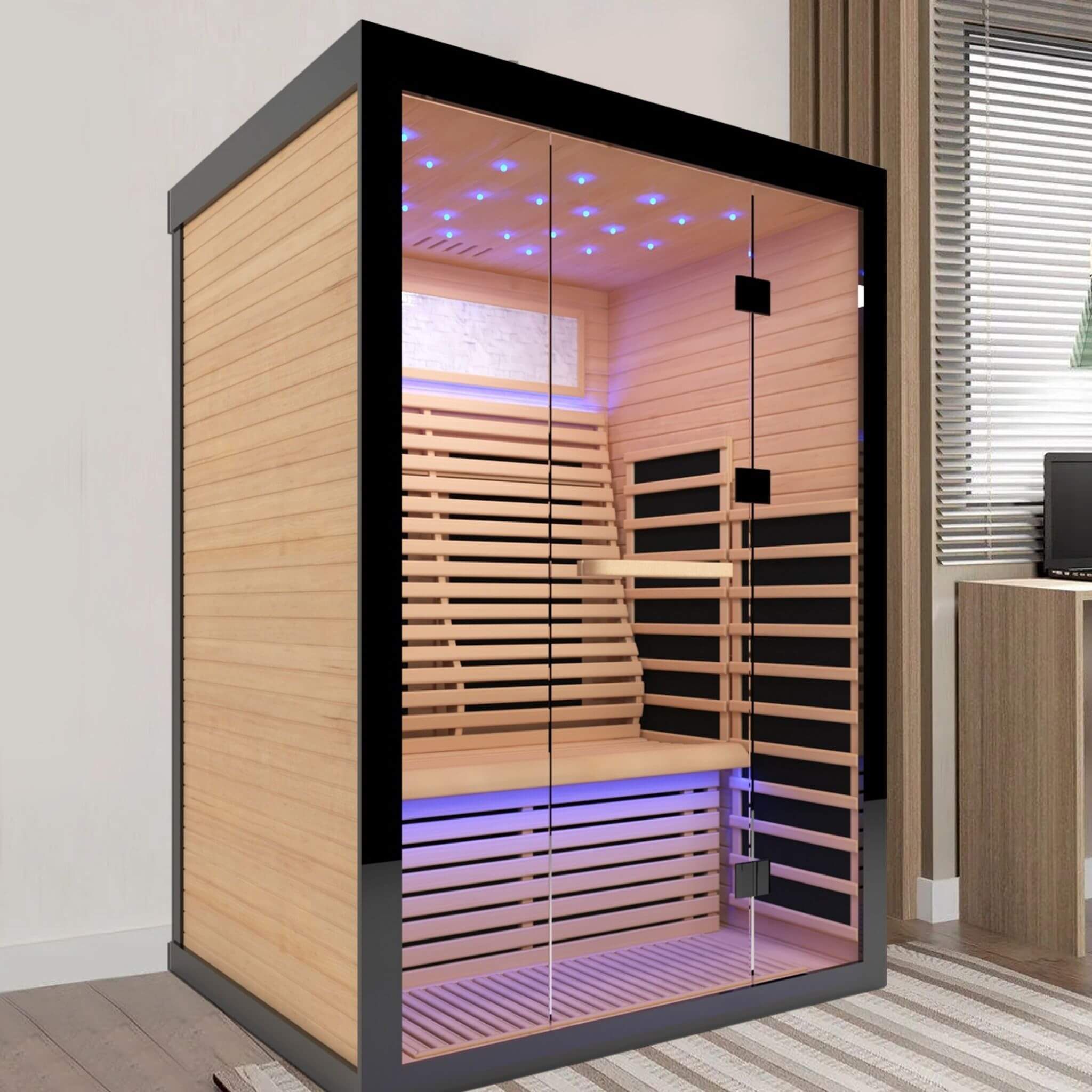 Thermora Vapor Luxury 2-Person Canadian Hemlock Wood Far Infrared Home Sauna (SAK56874) - The Vitality Estate