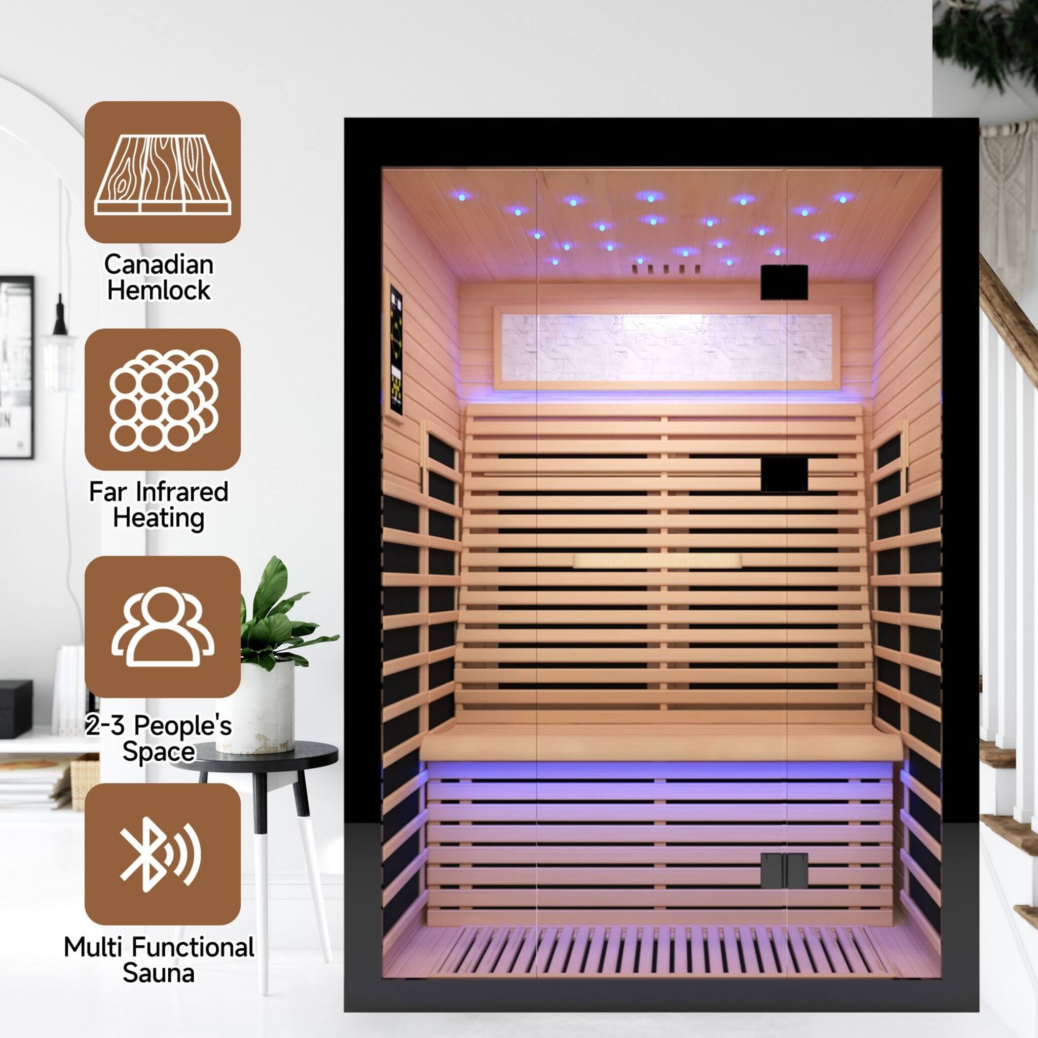 Thermora Vapor Luxury 2-Person Canadian Hemlock Wood Far Infrared Home Sauna (SAK56874) - The Vitality Estate