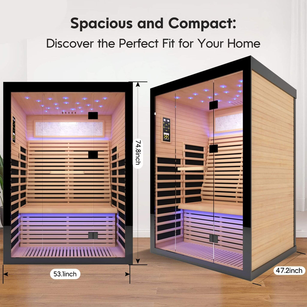 Thermora Vapor Luxury 2-Person Canadian Hemlock Wood Far Infrared Home Sauna (SAK56874) - The Vitality Estate