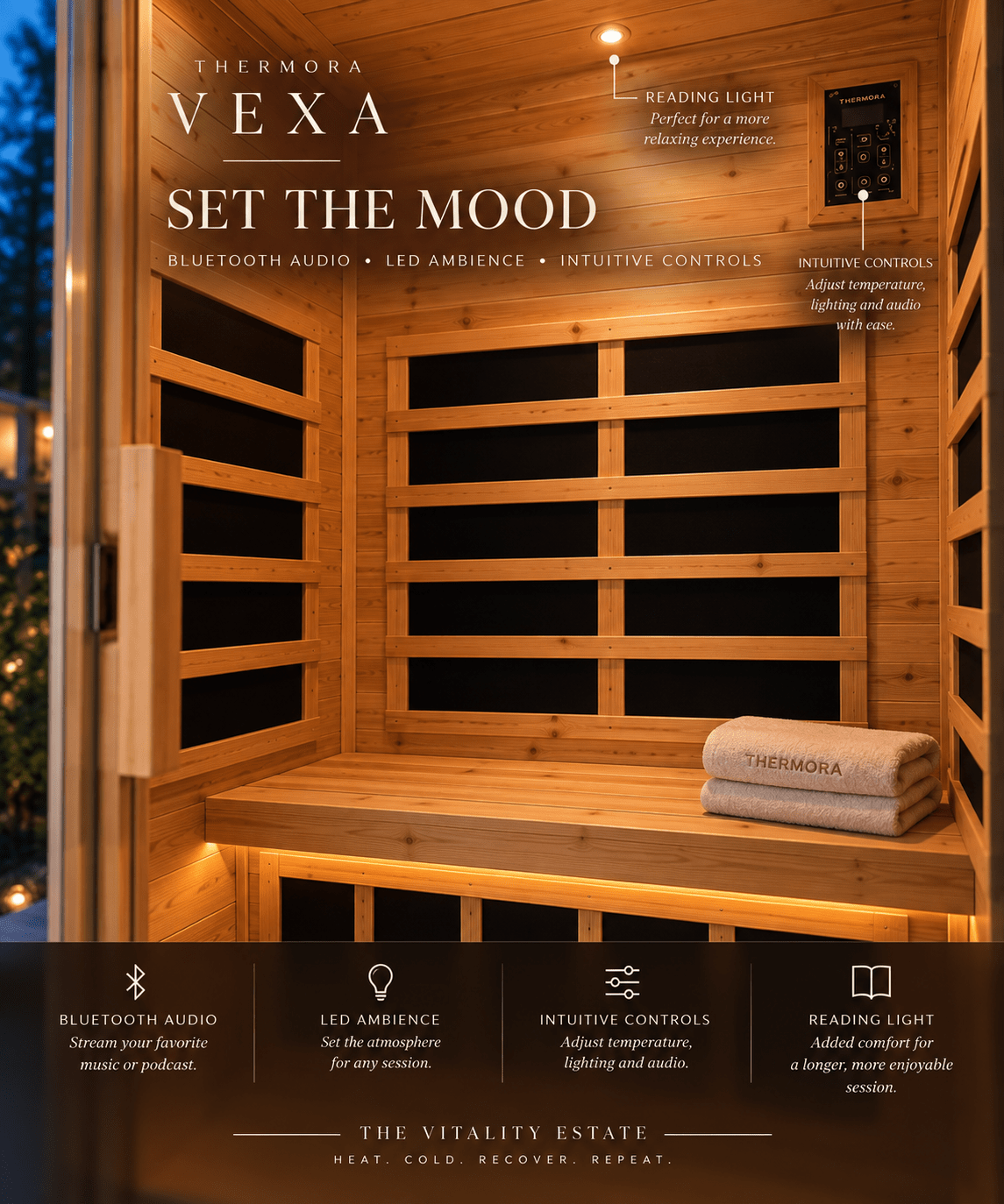 Thermora Vexa 2-Person Outdoor Infrared Sauna - The Vitality Estate