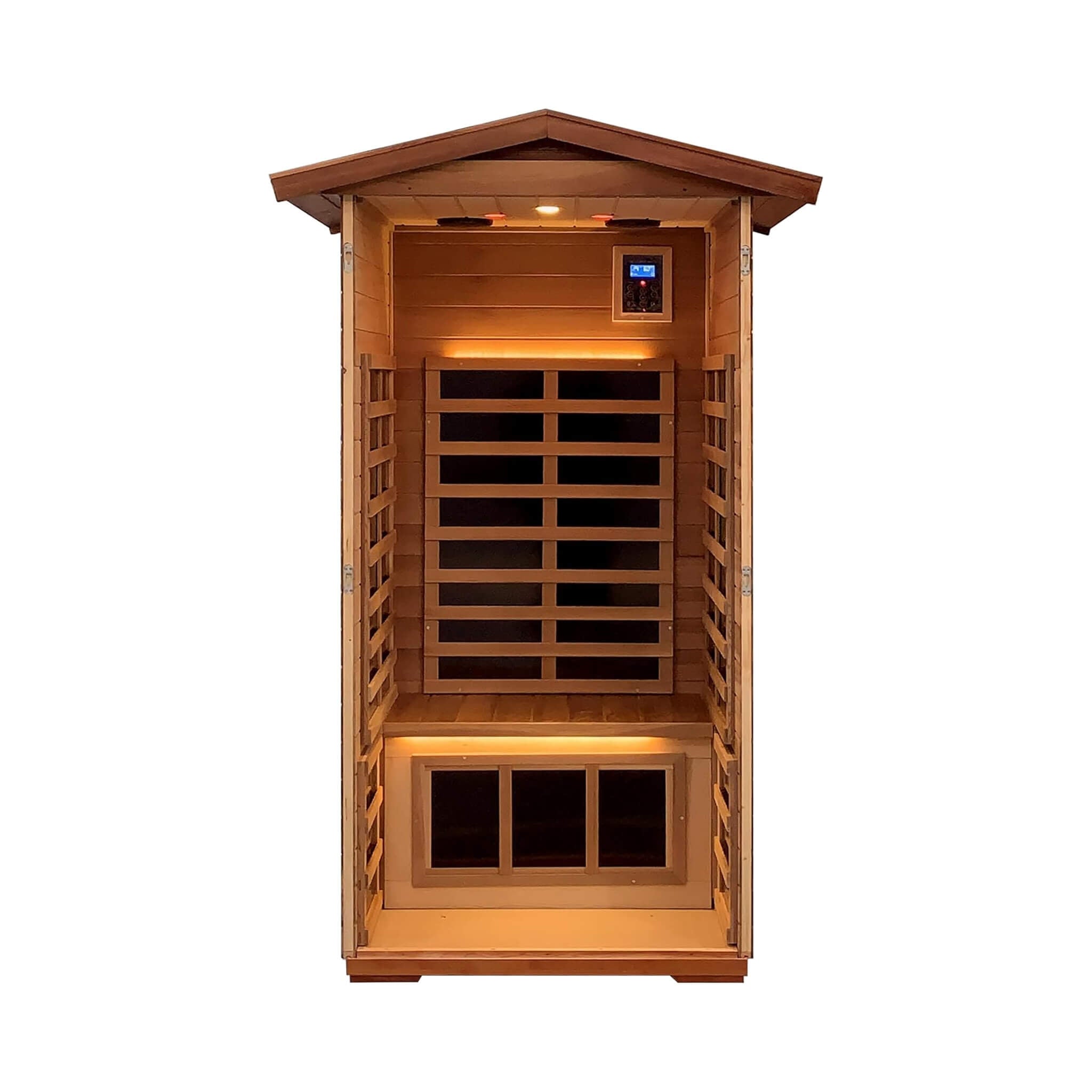 Thermora Xyra Premium 1-Person Outdoor Red Cedar Infrared Sauna With Low EMF, Chromotherapy And Bluetooth (SAK32783) - The Vitality Estate