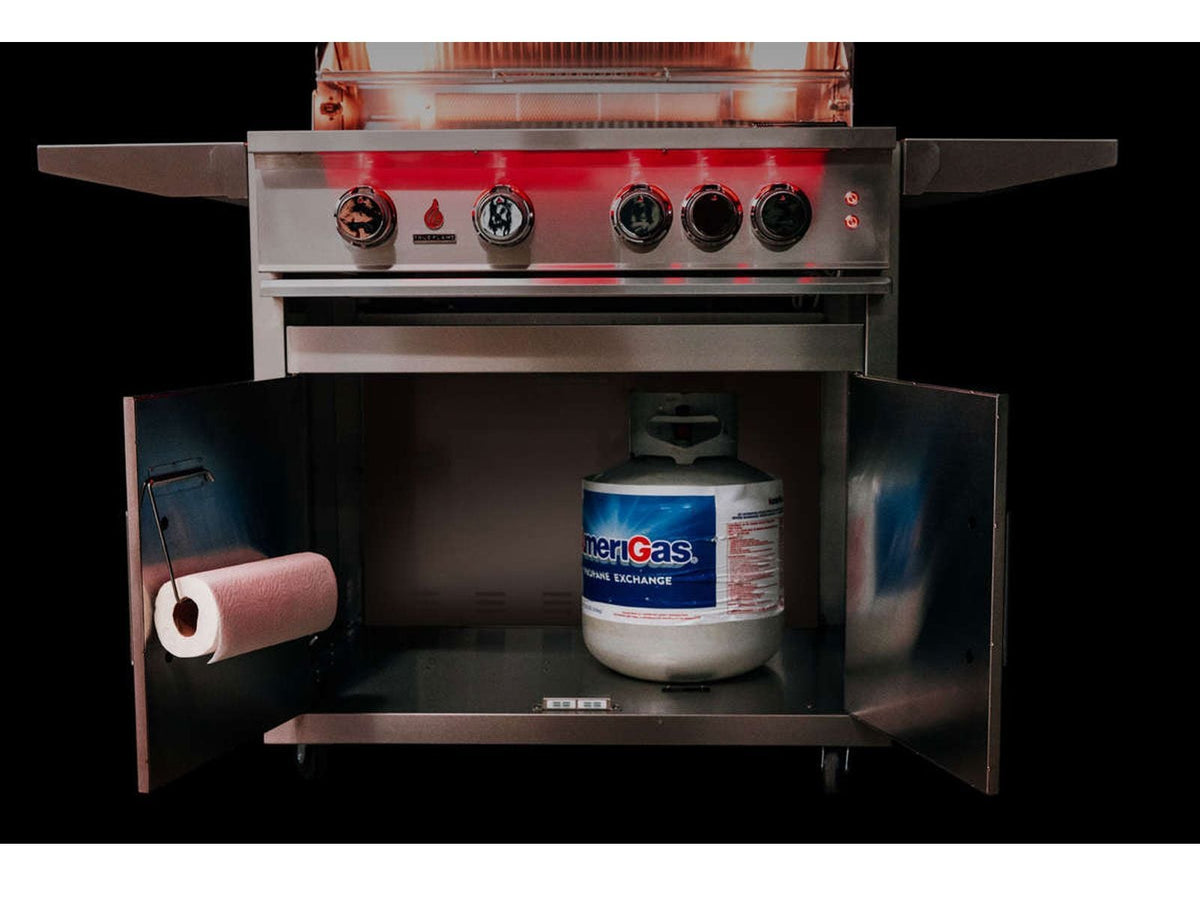 TrueFlame Deluxe Cart with 2 Fold-Down Side Shelves for 32" Grills - The Vitality Estate