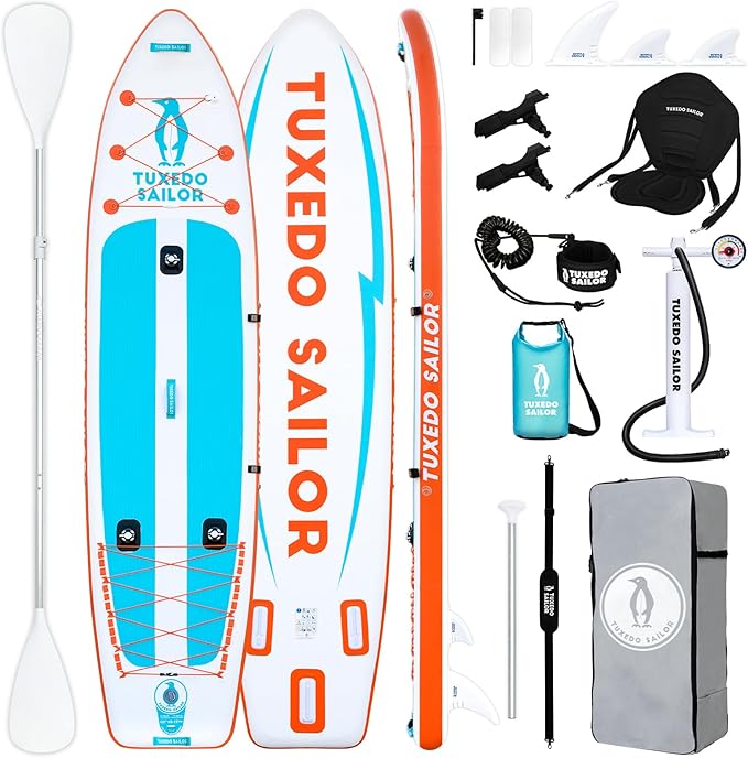 Tuxedo Sailor Kids Inflatable Paddle Board Lightweight and Safe Fishing Stand Up Paddle Board for Adults with Accessories - The Vitality Estate