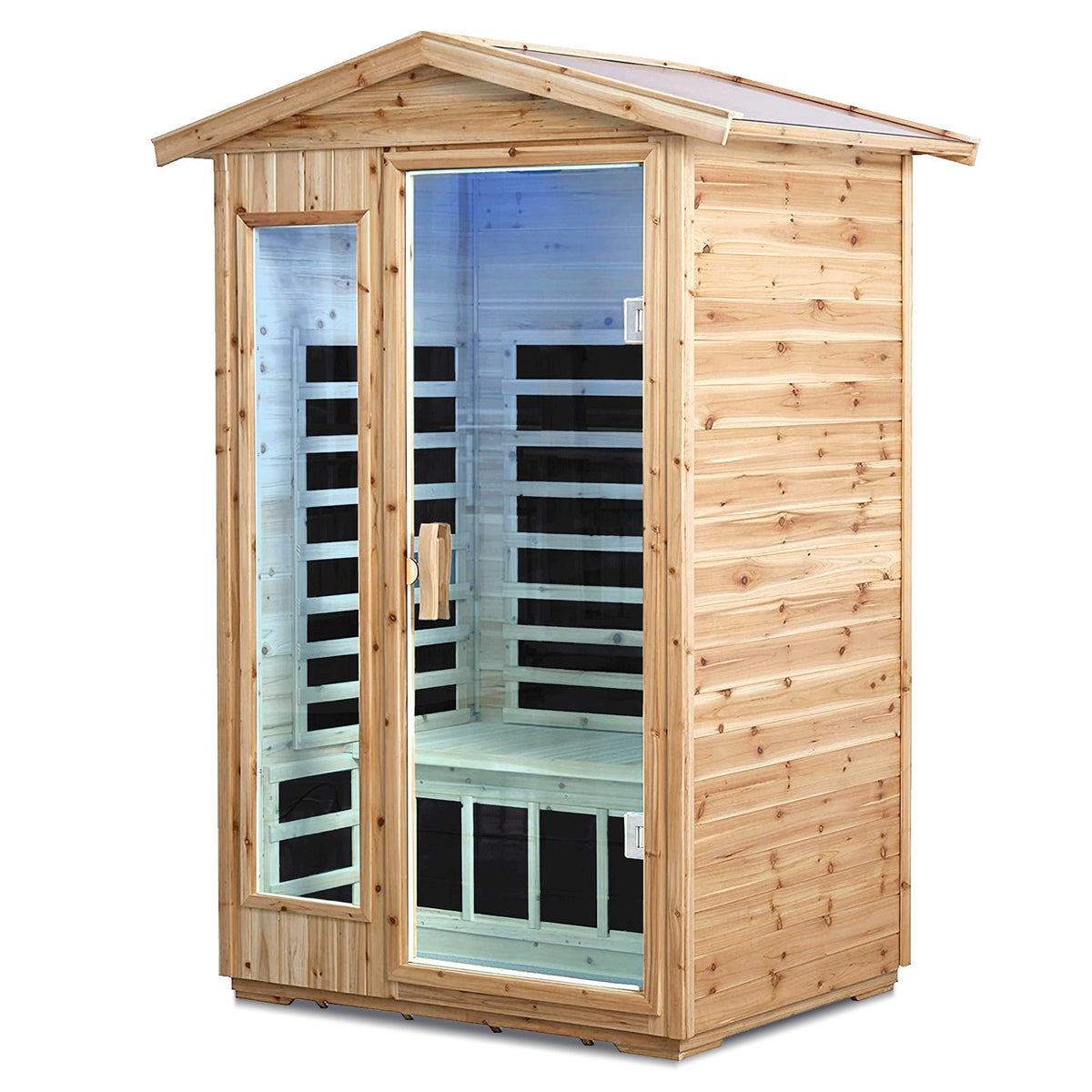 Two Person Far Infrared Old Fir Outdoor Sauna Room with Bluetooth and LED Lighting - The Vitality Estate
