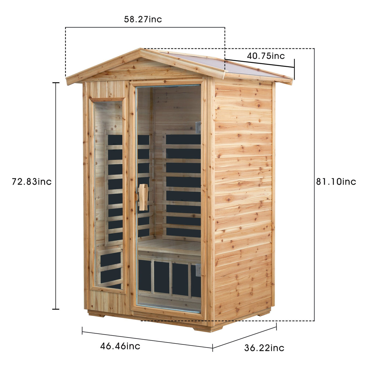 Two Person Far Infrared Old Fir Outdoor Sauna Room with Bluetooth and LED Lighting - The Vitality Estate