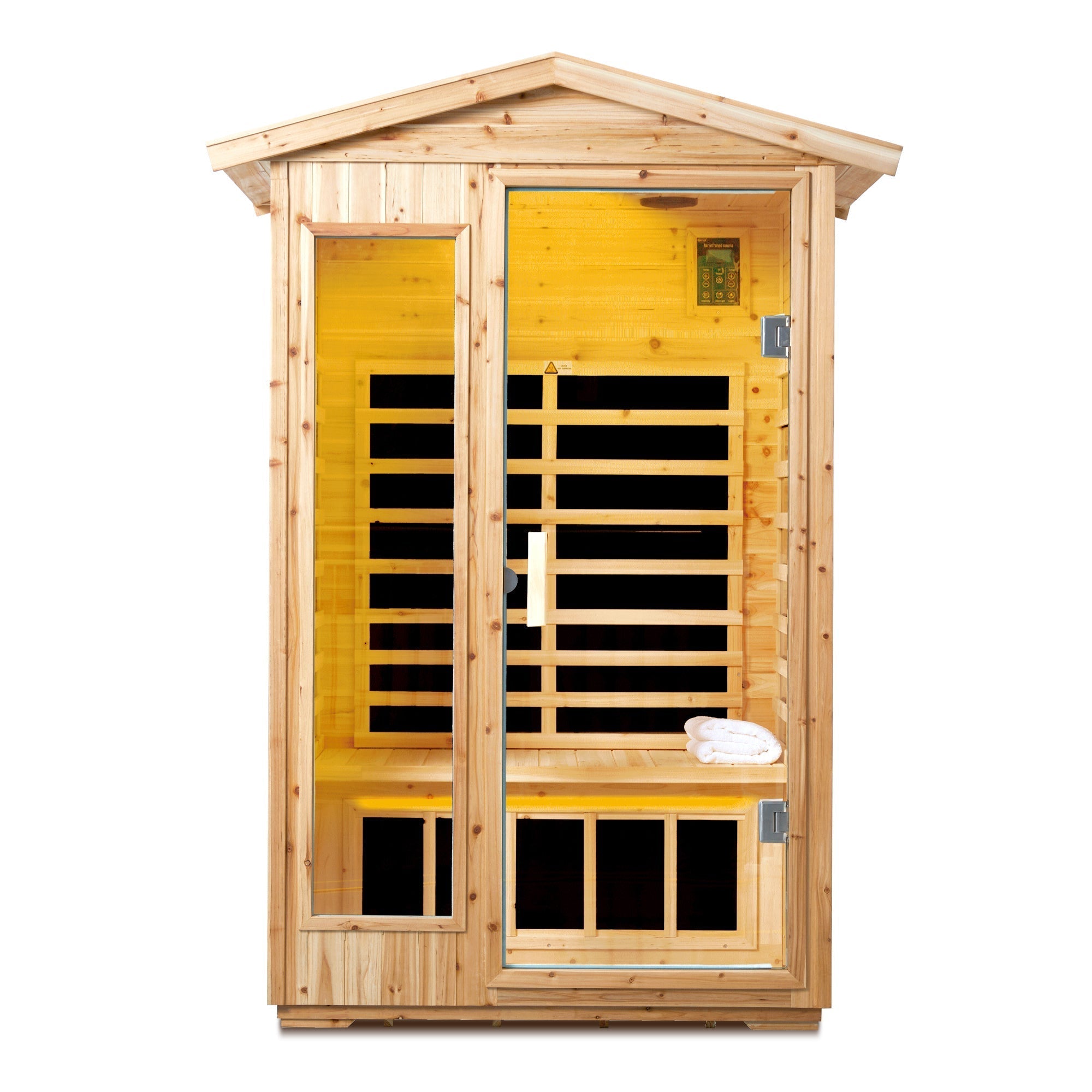 Two Person Far Infrared Old Fir Outdoor Sauna Room with Bluetooth and LED Lighting - The Vitality Estate