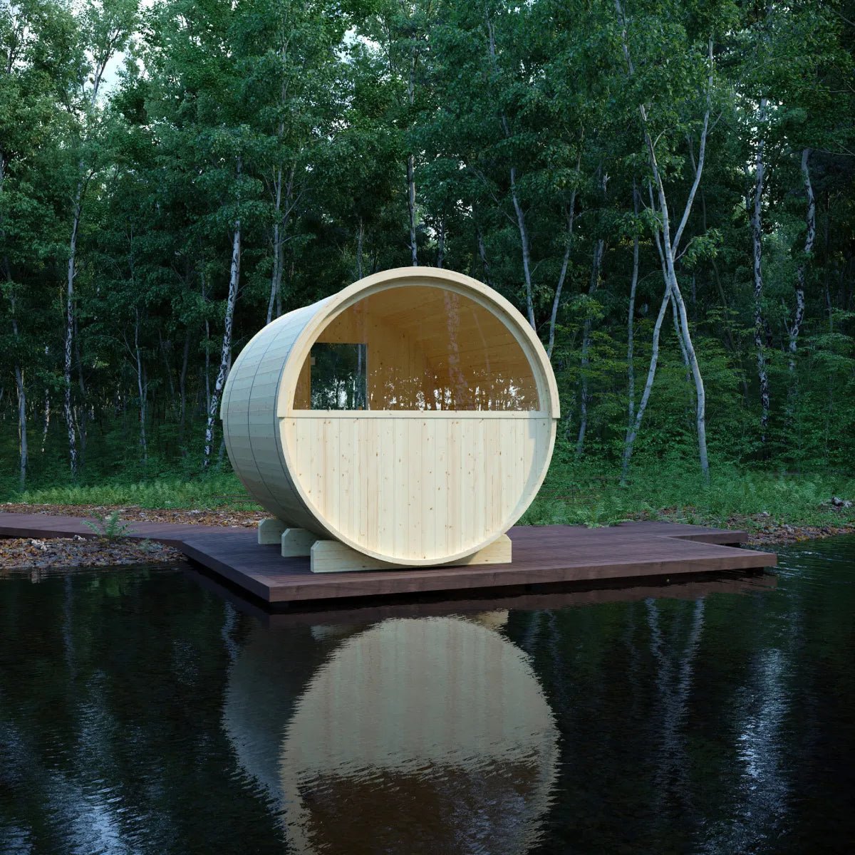 Vassa Finnish Barrel Sauna with WiFi Heater - Finnish Sauna Builders - The Vitality Estate