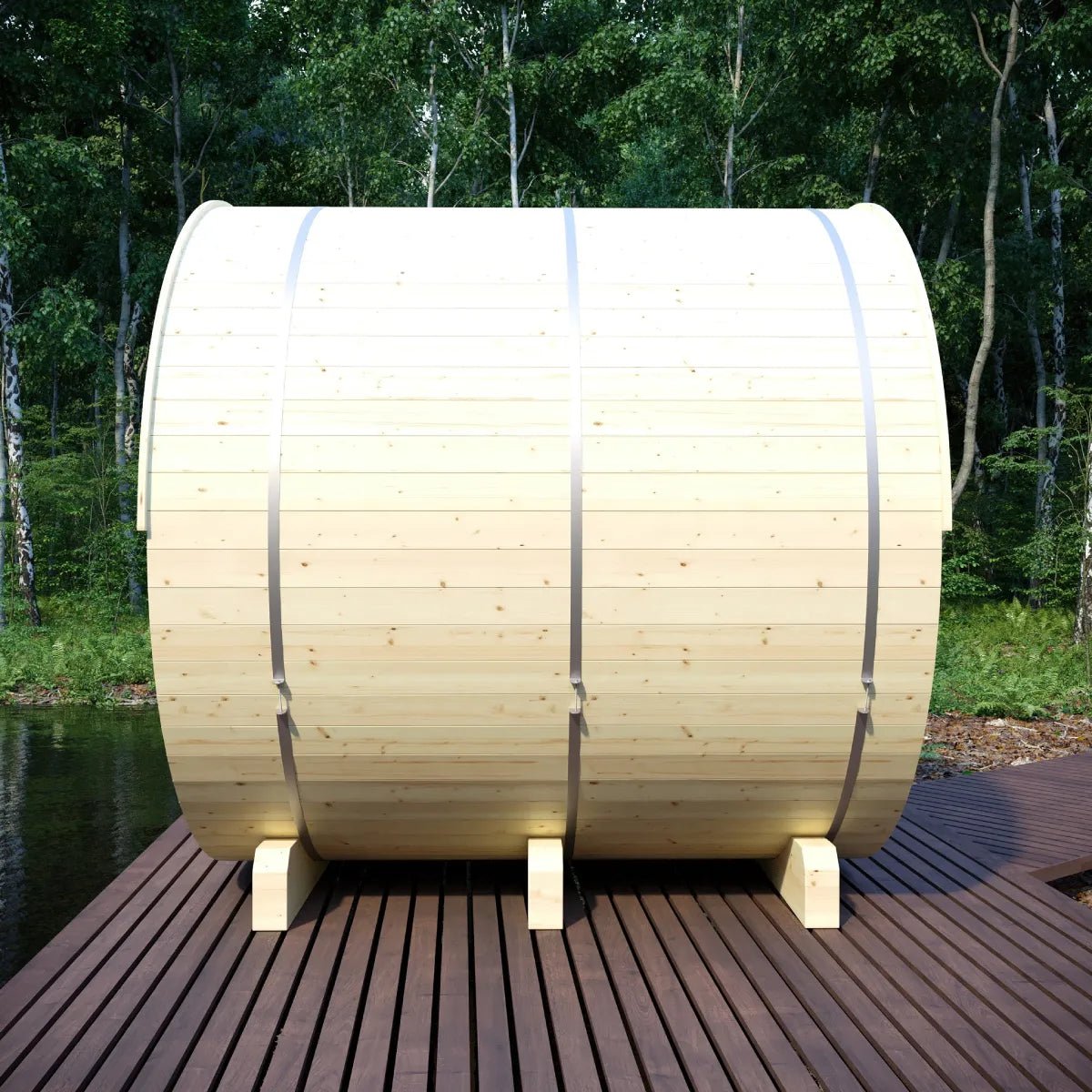 Vassa Finnish Barrel Sauna with WiFi Heater - Finnish Sauna Builders - The Vitality Estate
