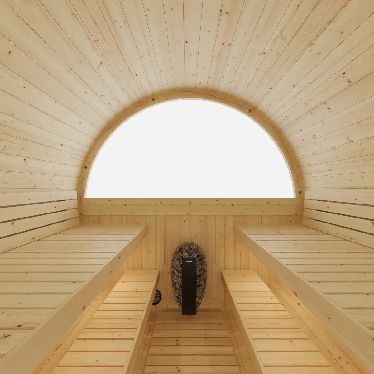Vassa Finnish Barrel Sauna with WiFi Heater - Finnish Sauna Builders - The Vitality Estate