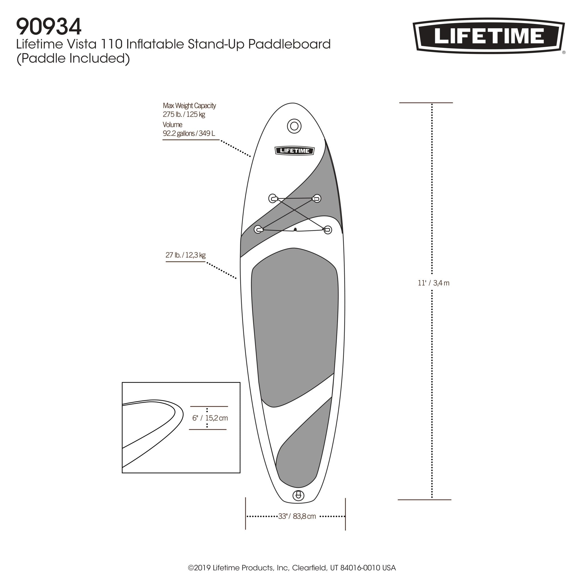 Vista 11 Ft. Inflatable Stand-Up Paddle Board (90934) - The Vitality Estate