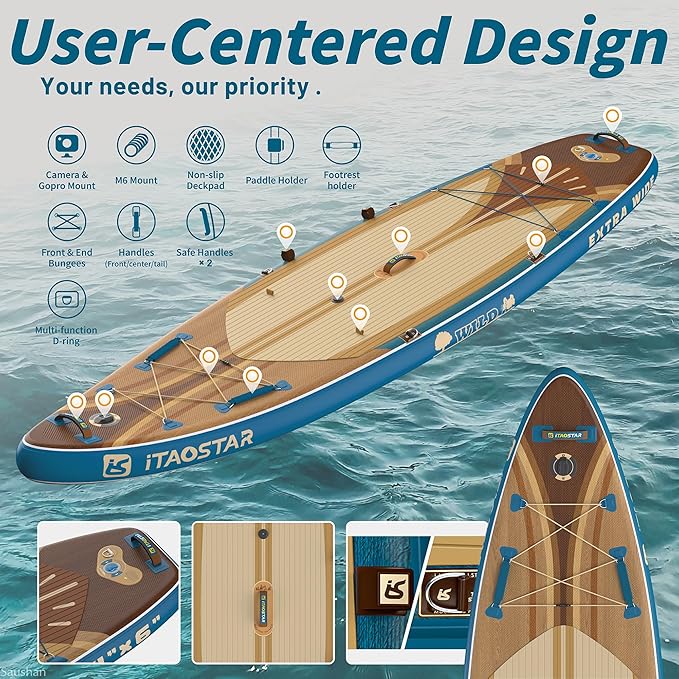 Wild 11'×36"/11'6"×34"/12'6"×33" Inflatable Paddle Board with Seat, One-Stop Premium SUP Board Gears, Tailored 5 Fins, Stable Inflatable Stand Up Paddle Boards for Youth/Adults of All Levels - The Vitality Estate