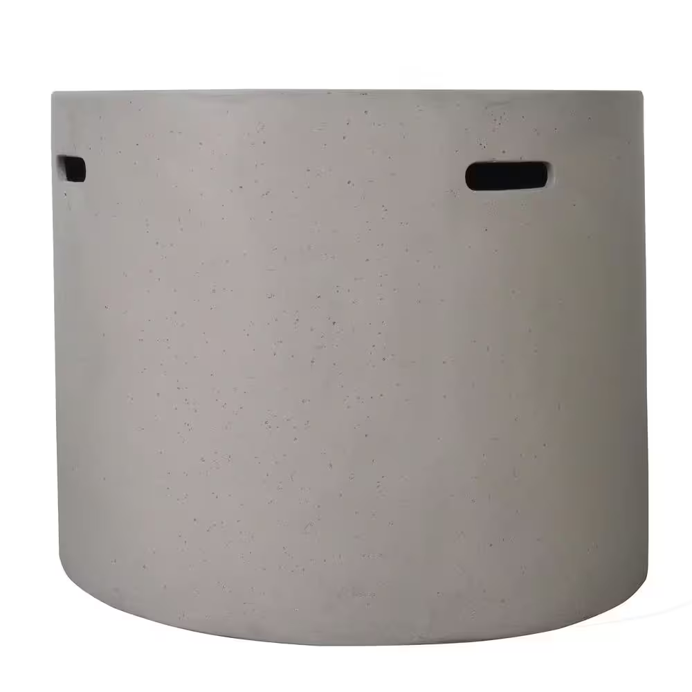 Zachary 31 In. X 24.5 In. Circular Concrete Propane Outdoor Patio Fire Pit in Light Gray - The Vitality Estate