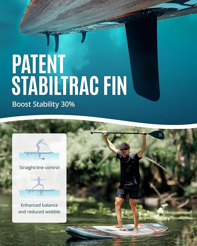 ZLX Inflatable Stand Up Paddle Board, 10'6" SUP Non-Slip Stable Deck Pad, Unique Center Fin, Premium Accessories, Portable Paddleboard for Adults, Beginners, All Skill Levels - The Vitality Estate