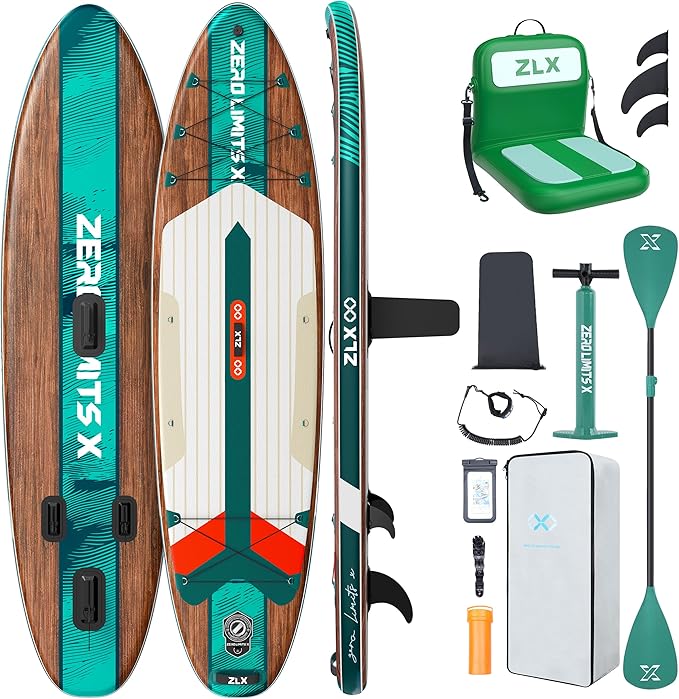 ZLX Inflatable Stand Up Paddle Board, 10'6" SUP Non-Slip Stable Deck Pad, Unique Center Fin, Premium Accessories, Portable Paddleboard for Adults, Beginners, All Skill Levels - The Vitality Estate