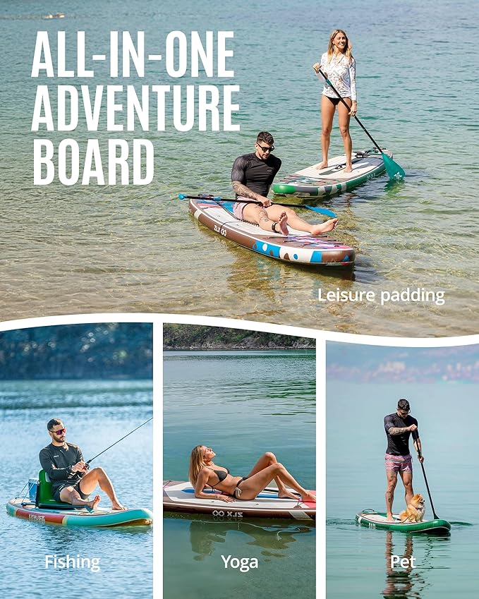 ZLX Inflatable Stand Up Paddle Board, 10'6" SUP Non-Slip Stable Deck Pad, Unique Center Fin, Premium Accessories, Portable Paddleboard for Adults, Beginners, All Skill Levels - The Vitality Estate
