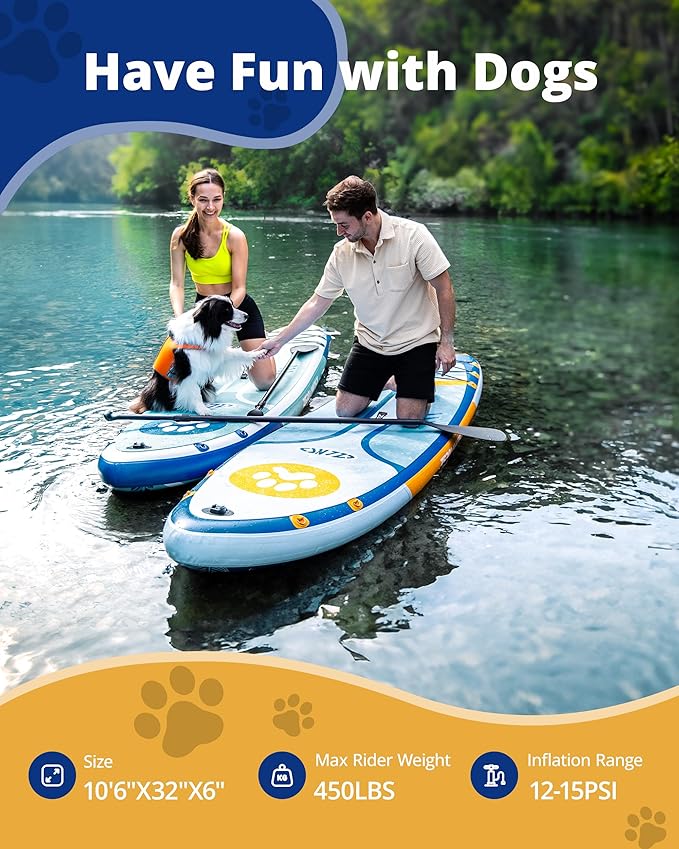 ZLX Inflatable Stand Up Paddle Board, 10'6" SUP Non-Slip Stable Deck Pad, Unique Center Fin, Premium Accessories, Portable Paddleboard for Adults, Beginners, All Skill Levels - The Vitality Estate