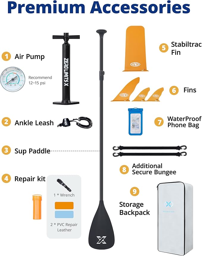 ZLX Inflatable Stand Up Paddle Board, 10'6" SUP Non-Slip Stable Deck Pad, Unique Center Fin, Premium Accessories, Portable Paddleboard for Adults, Beginners, All Skill Levels - The Vitality Estate