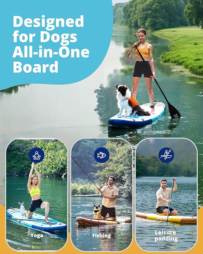ZLX Inflatable Stand Up Paddle Board, 10'6" SUP Non-Slip Stable Deck Pad, Unique Center Fin, Premium Accessories, Portable Paddleboard for Adults, Beginners, All Skill Levels - The Vitality Estate
